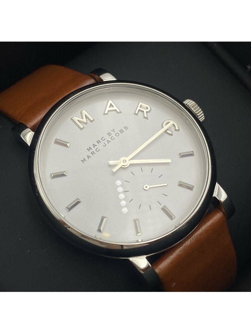 Marc Jacobs Women's MBM1265 Baker Analog White Quartz Watch Brown Leather